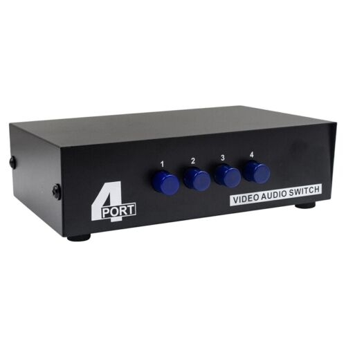 4 Port AV Switch RCA Switcher 4 in 1 Out Composite Video L/R Audio Selector3874 - Imagen 1 de 6