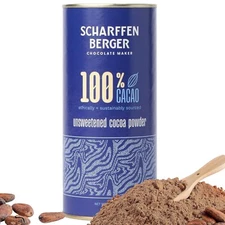 Scharffen Berger 100% Cacao Unsweetened Dark Chocolate Cocoa Powder 6 oz 1 Pack