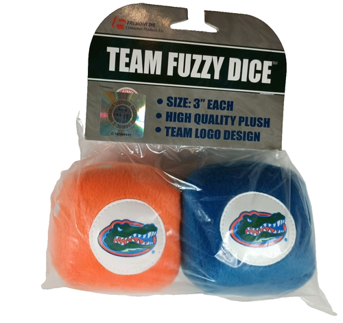 NCAA University of Florida Gators 3" Plush Fuzzy Dice Set in Team Logo Design - Picture 1 of 7