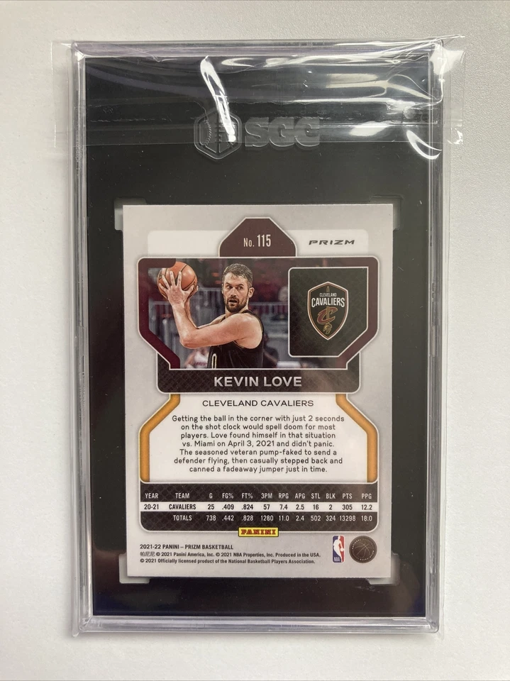 2021-22 Panini Prizm Kevin Love White Sparkle Prizm SSP #115 Cavs NBA SGC 10 SP Foto 3 de 3