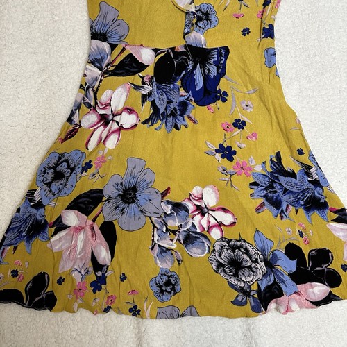 Womens Dotti Dress Size 6 Yellow Purple Floral Short Skater Boho Summer - Picture 3 of 9
