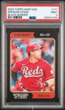 2023 Topps Heritage BLACK BORDER #717 Spencer Steer RC graded PSA 9 Mint Pop 1/1