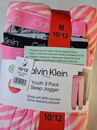 New Calvin Klein Youth Girls Kids 3 Pack Sleep Jogger Pants Size M 10/12 Pajama - Picture 3 of 4