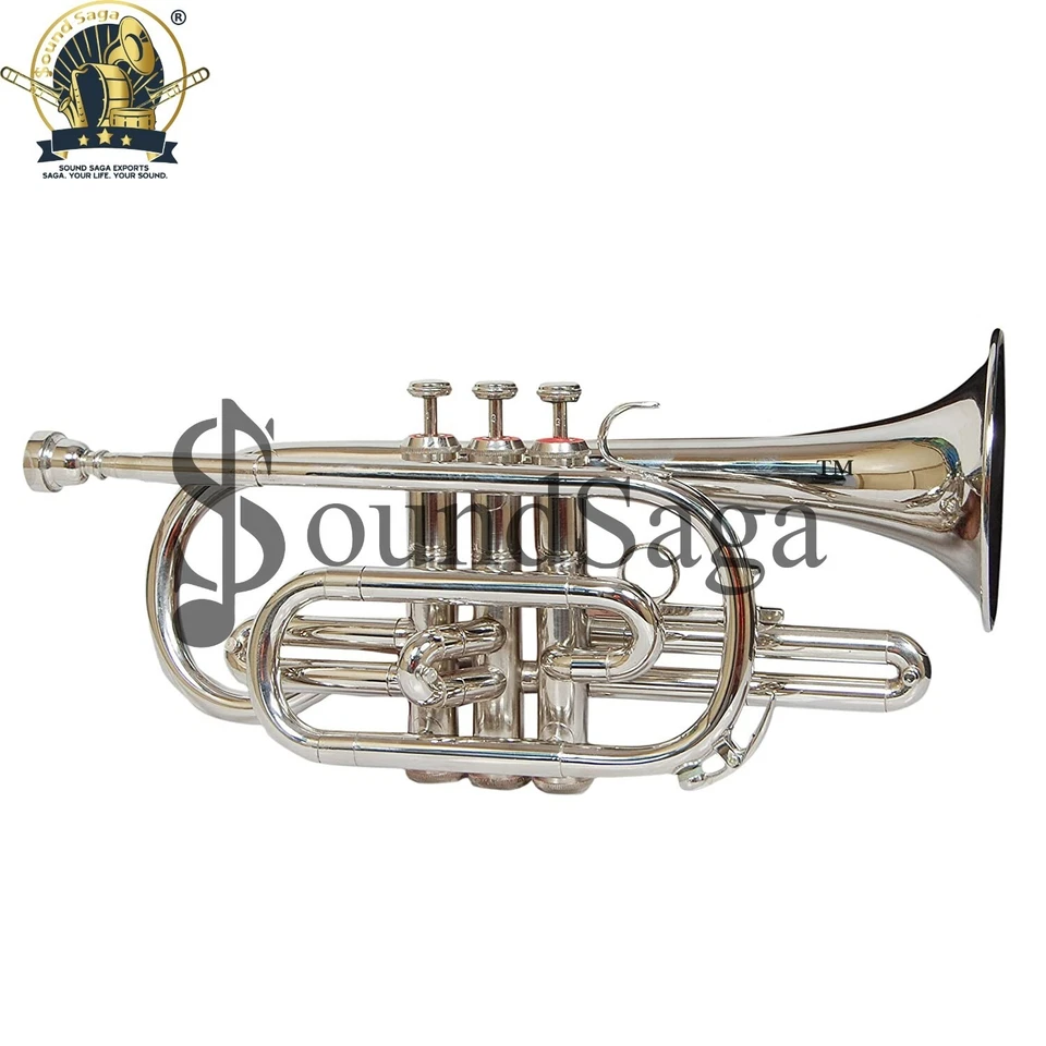 SOUND SAGA Cornet 3 Válvulas Bb Paso Incluye Boquilla y Estuche de Transporte (Plateado) Foto 2 de 4