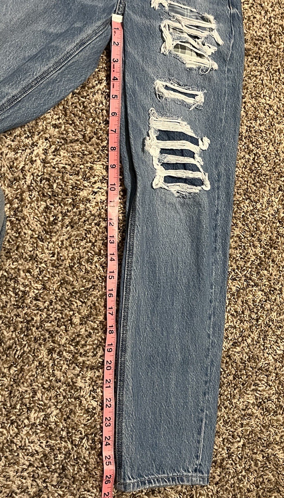 American Eagle Patchwork Mom Straight Jeans High … - image 9