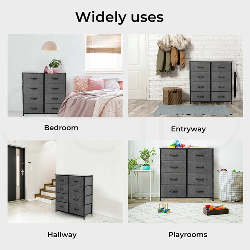 Levede Storage Cabinet Tower Chest of Drawers Dresser Tallboy 8 Drawer Dark Grey - Picture 2 of 12