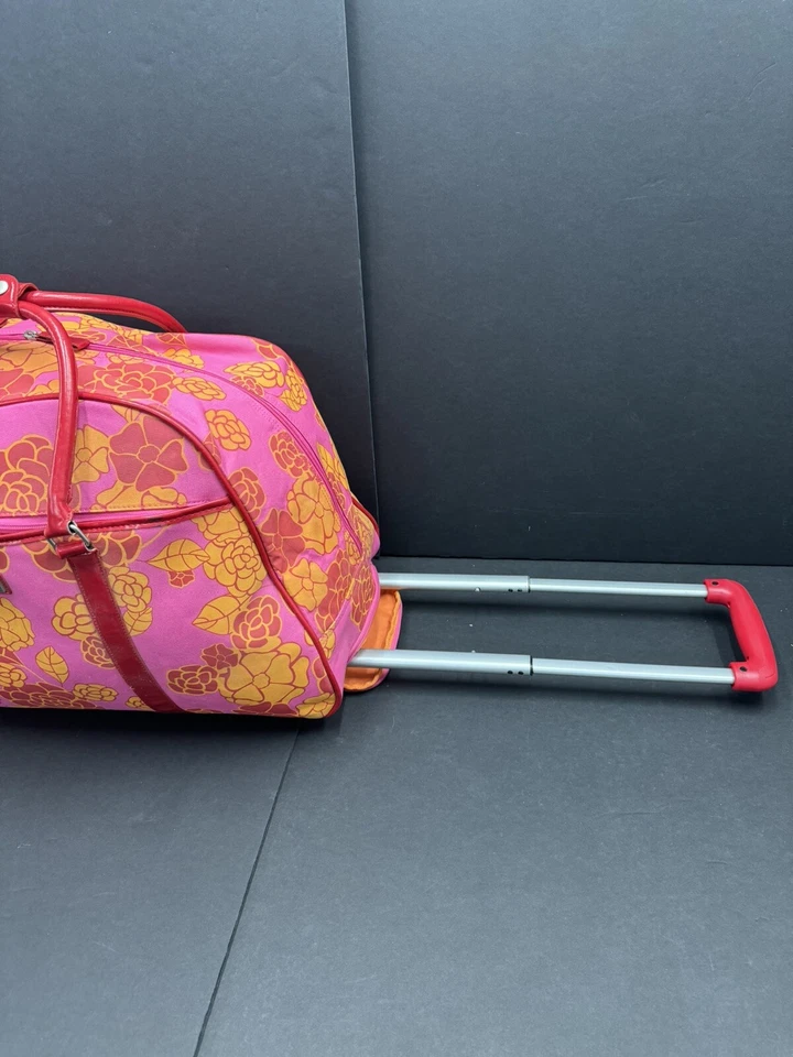 Luggage Set Travel Girl “The Lucy” Savvy Collection Pink Floral Rolling Duffle - Image 3 of 4