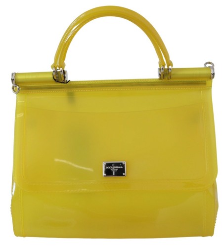 DOLCE \u0026 GABBANA Borsa Sicilia Pvc Giallo Gomma Spalla Mano Borse Borsa Donna  | eBay