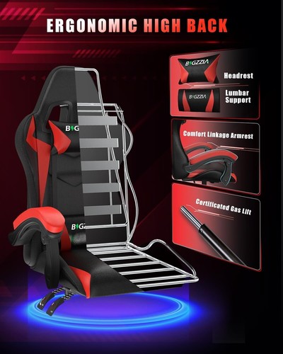 RGB Gaming Chair with LED Lights and Ergonomic Computer Chair Reclining For Gift - Picture 6 of 7