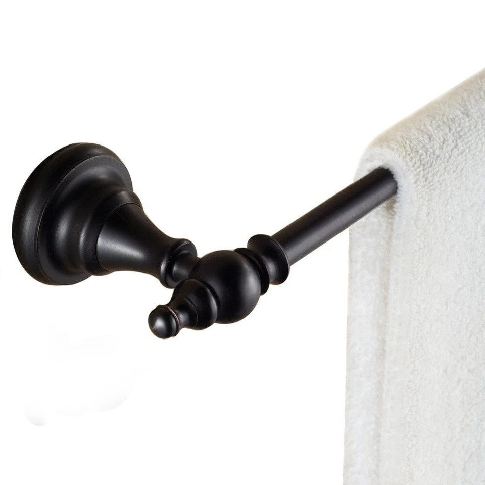 Black Oil Rubbed Brass Single Rail Bath Towel Rack Wall Mount Towel Holder Bar - Image 4 of 4