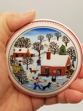 Villeroy Boch Naif Christmas Snow Laplau Porcelain Lidded Candy Box Trinket Dish