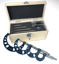 iGaging 0-4/0.0001" Premium Outside Micrometer Set Precision Carbide Tips