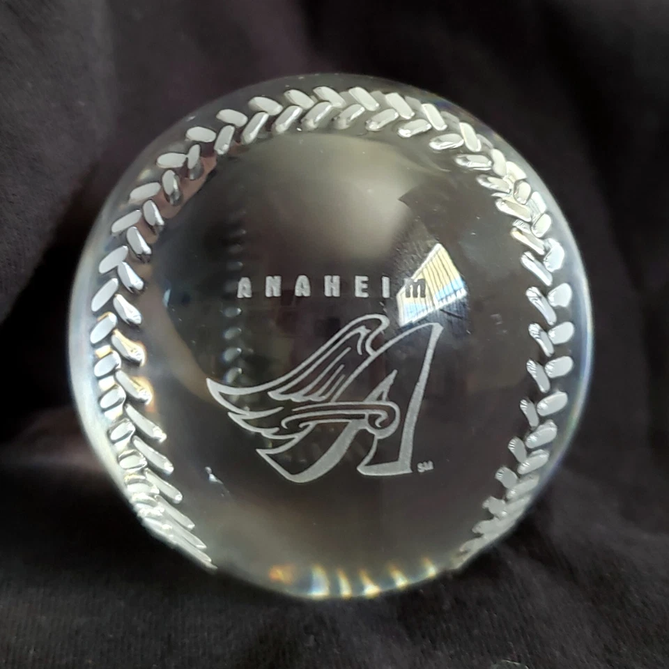 Tiffany & Co. 2.75" Anaheim Angels Crystal Glass Baseball Paperweight  - Image 2 of 4