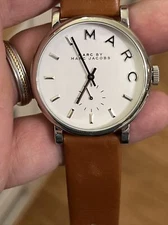 Ladies Marc by Marc Jacobs MBM1256 Stainless SS White Dial Leather Quartz Watch