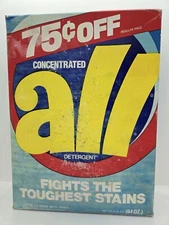 ALL Laundry Detergent Concentrated 84 Oz Unopened Full Box with 75¢ Off Vintage