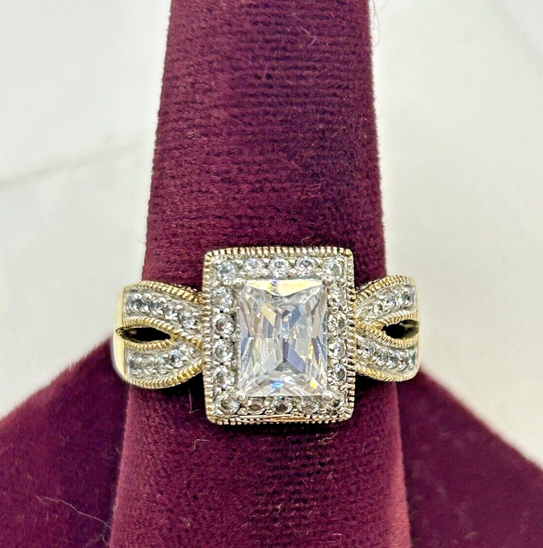 SETA Sterling Silver Cubic Zirconia Gold Vermeil Ring Size