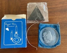 Vintage Henco Christmas Crystal Clear Quail ornament with stand NOS