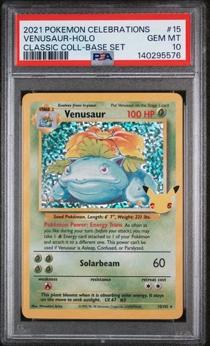 2021 Pokemon Celebrations Classic Coll. Venusaur-Holo #15 GM MT PSA 10 Base Set