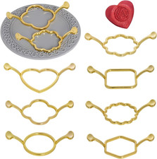 7PCS Metal Wax Seal Molds Kit Gold Mat for Invitations Letters Gift Sealing