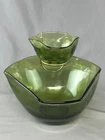 Vintage Anchor Hocking 1970's Avocado Green Accent Modern Glass Chip & Dip Set
