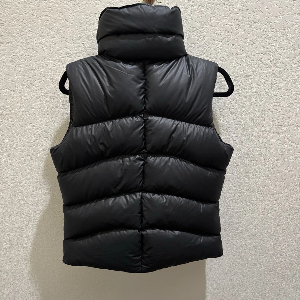 NIKE Down Puffer Vest Womens Med(8-10) Roll Up Collar Zipper Front Black - Image 2 of 4