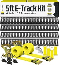 DC Cargo Mall Indoor E Track Tie-Down Rail Kit, 16PCS 5FT E-Tracks Set Includes