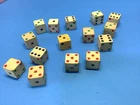 15  VINTAGE WOODEN DICE - COLOR NUMBER DOTS - 5/8"
