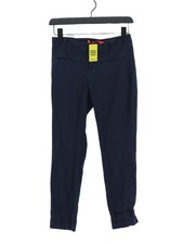 Mango Women's Suit Trousers UK 6 Blue Cotton with Elastane Tapered Dress Pants