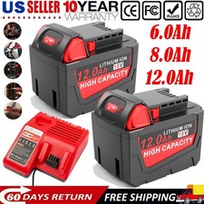 Battery For Milwaukee 18V for M18 12.0Ah 8.0Ah 6 Ah Lithium 48-11-1850 & Charger
