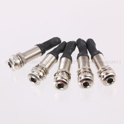 5X Cylinder Guitar Bass End Pin Output Jack 6.35mm Mono Input 2.5mm 6306 Brass *