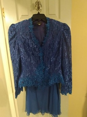 Cachet by bari protas 2 peice women's formal blue skirt suit size 11/12