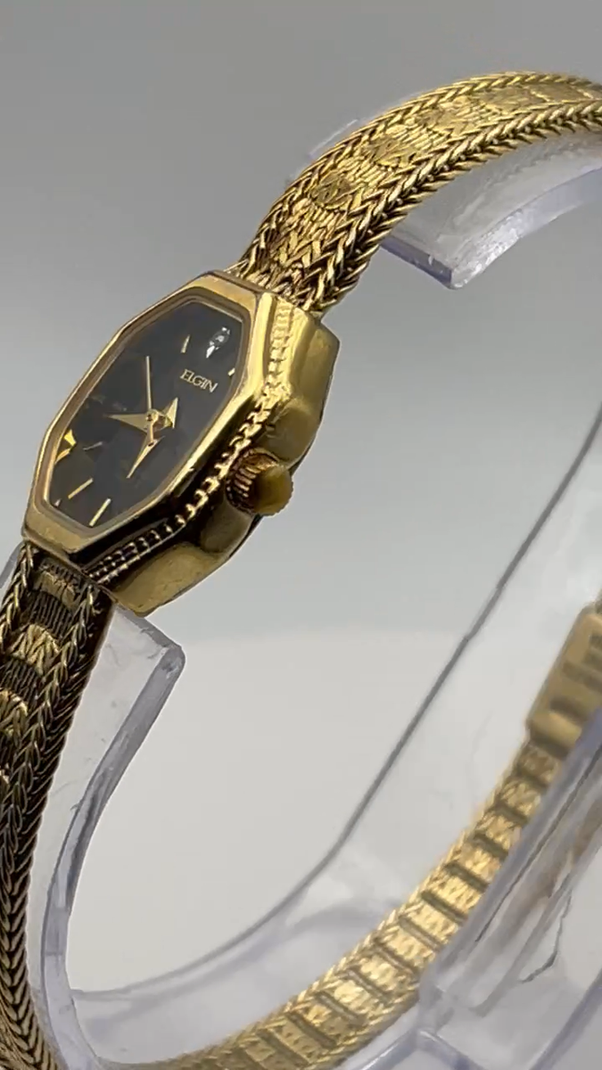 NOS Elgin EG042 Gold Tone Vintage Elegant Ladies Diamond  display picture 1