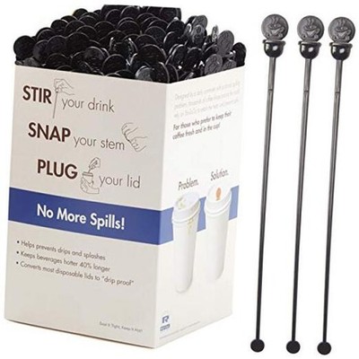 Cafe Grade, BPA Free 7 In. Coffee Stoppers. Recyclable Plug + 400 Pack Black