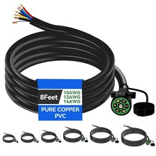 8 Ft 7 Pin Trailer Plug Extension Heavy Duty Copper Wiring Harness For Rvs 