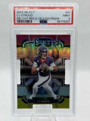 2023 Panini Select - Red & Yellow Prizm Die-Cut #41 - C.J. Stroud RC [PSA 9]