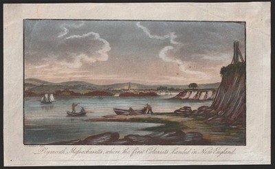 1813 Plymouth Massachusetts USA John Lambert Aquatinta-Ansicht koloriert