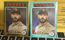 Tanner Scott 2024 Topps Heritage Chrome /699 White Aqua Border Variation Padres