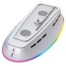 PhyiFlbey PS5 Vertical Stand Dual Cooling Fan RGB Light White USB Port