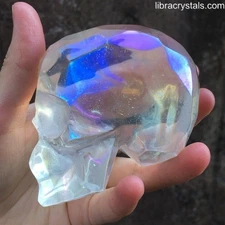 Divine Angelic Faceted Crystal Skull Clear Quartz Aura 3in