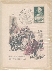 France N° 828 Choisel Journée du Timbre 1949 illustration Gandon