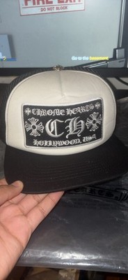 Chrome Hearts Hollywood USA Trucker Hat Black White Snapback Cap 2238-304-3320