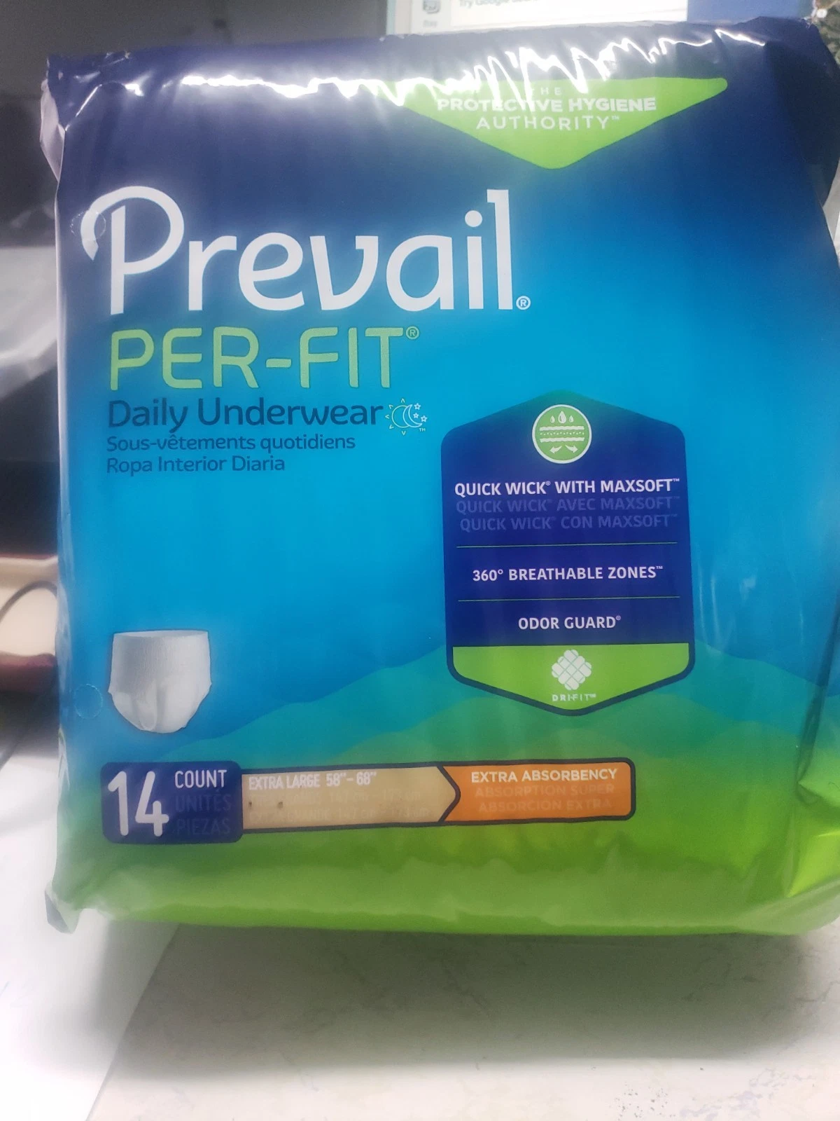 Prevail Per-Fit Adult Diapers Pull Ups XL 56-64” 56 Ct 4 Pk Maximum Absorbency