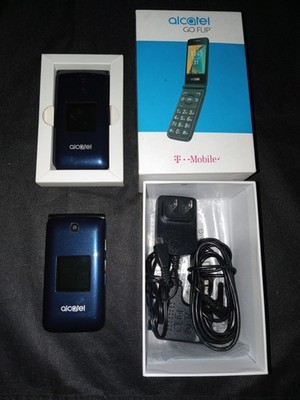 MINT Alcatel GO FLIP 4044W T-Mobile BLUE Flip phone  NICE SET Open box +1