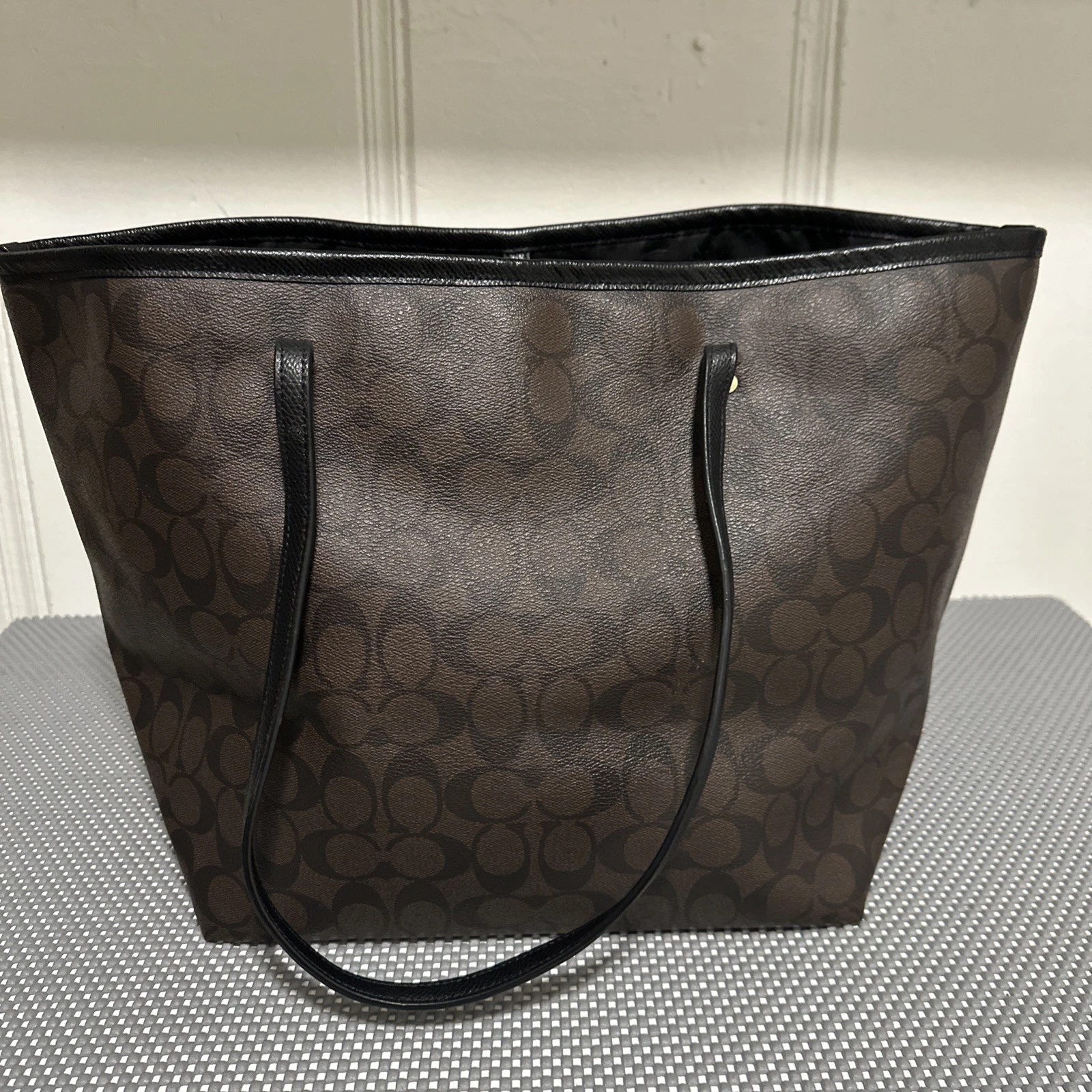 Borsa Coach Canvas detta marrone nero F34104 ottime condizioni