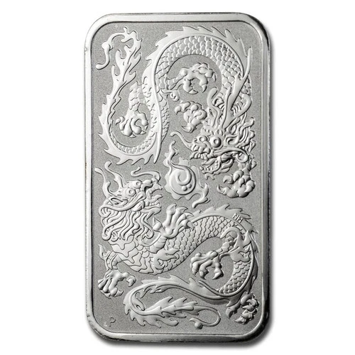 2020 Australia Rectangular Dragon BU Queen Elizabeth II 1oz .999 Silver bar