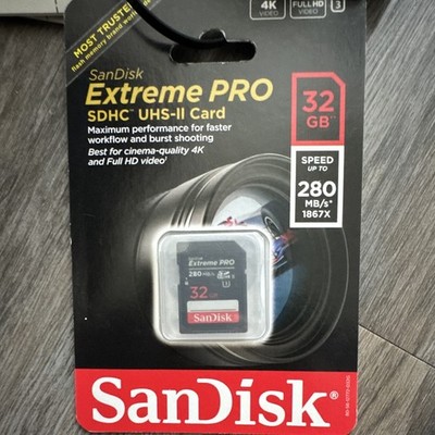 SanDisk Extreme PRO 32GB SDHC UHS-II Memory Card, Up to 280MB/s, Class 3