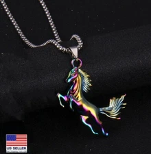 MEN Quench Stainless Steel Horse Flying War Horse Style Pendant Necklace 0250