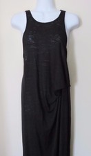 Nasty Gal Long Full Length Sleeveless Black Draped Dress Goth Minimal sz XS