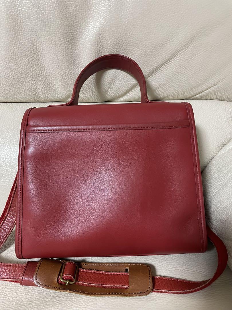 Old Coach 9977 2-way shoulder bag Red leather Made in USA Vintage 