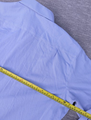 Marks and Spencer Shirt Mens 17.5 Inch Collar Blue Check Button Up Long Sleeve - Bild 5 von 10